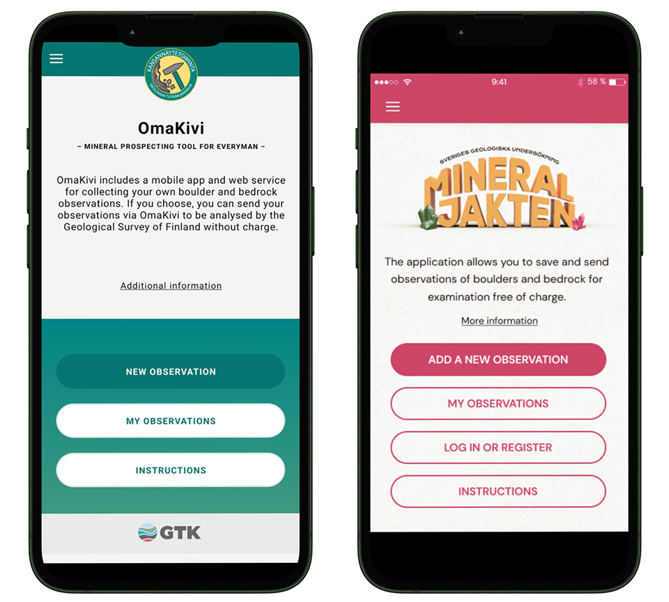 OmaKivi and Mineraljakten Apps